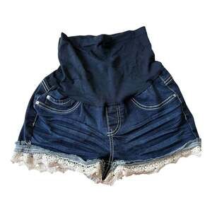 Blue Savvy Maternity Jean Shorts with Lace Detail